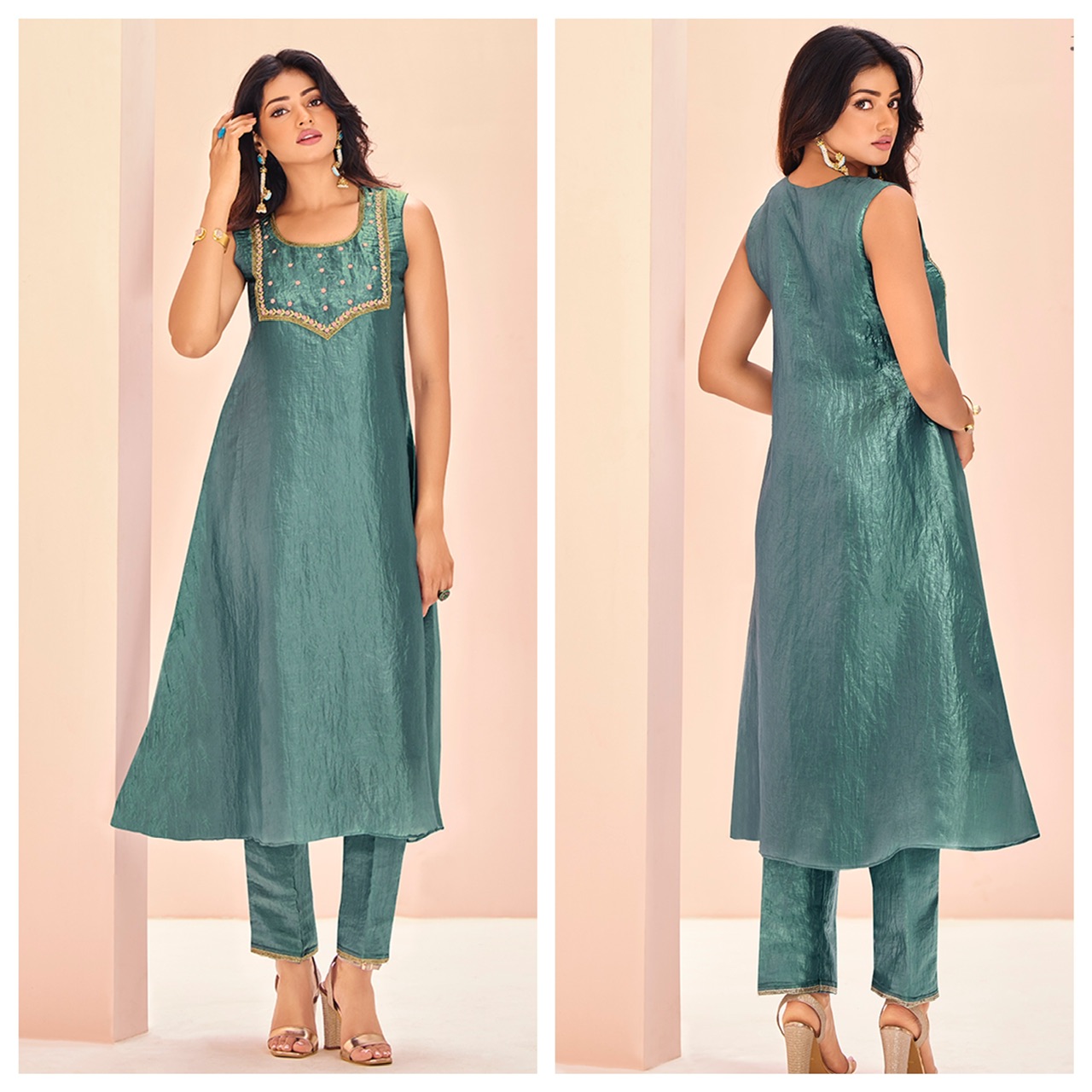 Aqua Ready Made Organza Silk Suit Preorder Special Ary14 Zarissa
